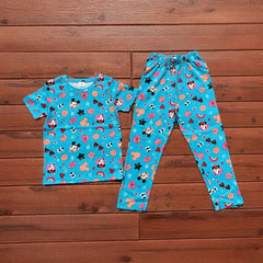 Kids Unisex T-Shirt Pant Set Blue Heart Print - TeebuyclothingKids Unisex T-Shirt Pant Set Blue Heart Print for women & kids - Teebuyclothing