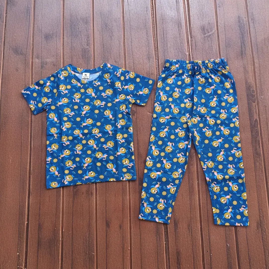 Kids Unisex T-Shirt Pant Set Blue Lemon Print - TeebuyclothingKids Unisex T-Shirt Pant Set Blue Lemon Print for women & kids - Teebuyclothing