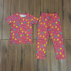 Teebuyindia Kids Unisex T-Shirt Pant Set Pink Smiley Print Kids Unisex T-Shirt Pant Set Pink Smiley Print
