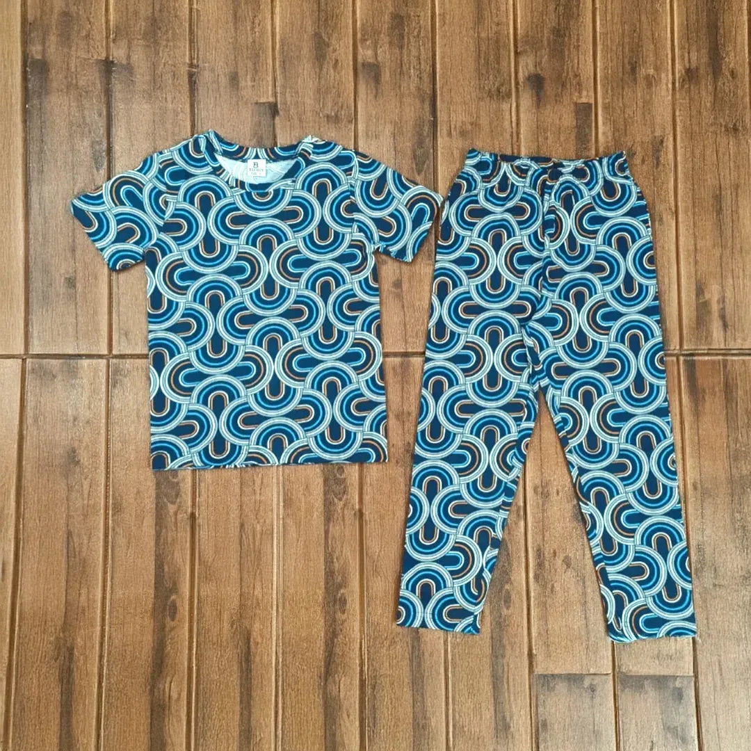 Teebuyindia Kids Unisex T-Shirt Pant Set Blue PIPELINE Print Kids Unisex T-Shirt Pant Set Blue PIPELINE Print