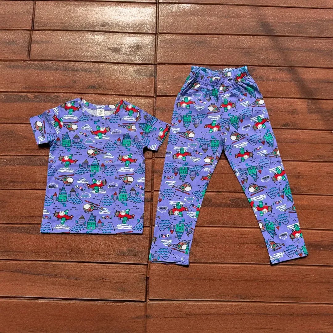 Kids Unisex T-Shirt Pant Set Lavender Zet Print - TeebuyclothingKids Unisex T-Shirt Pant Set Lavender Zet Print for women & kids - Teebuyclothing