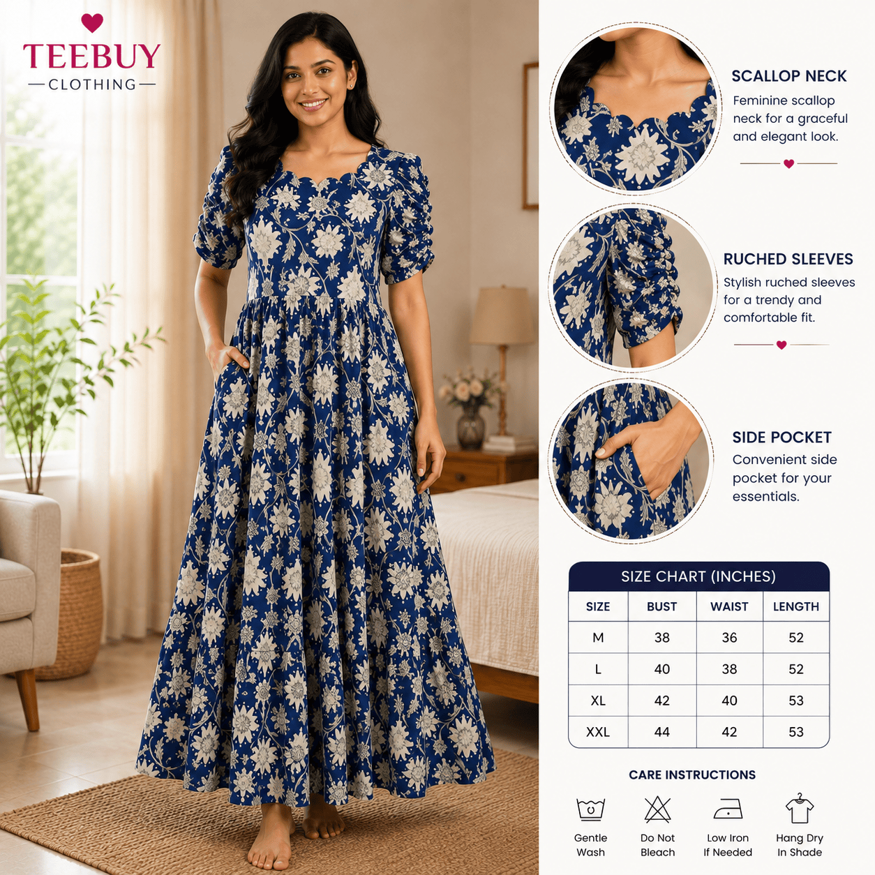 Teebuyclothing Teebuy Fancy Maxi Blue Floral Teebuy Fancy Maxi Blue Floral