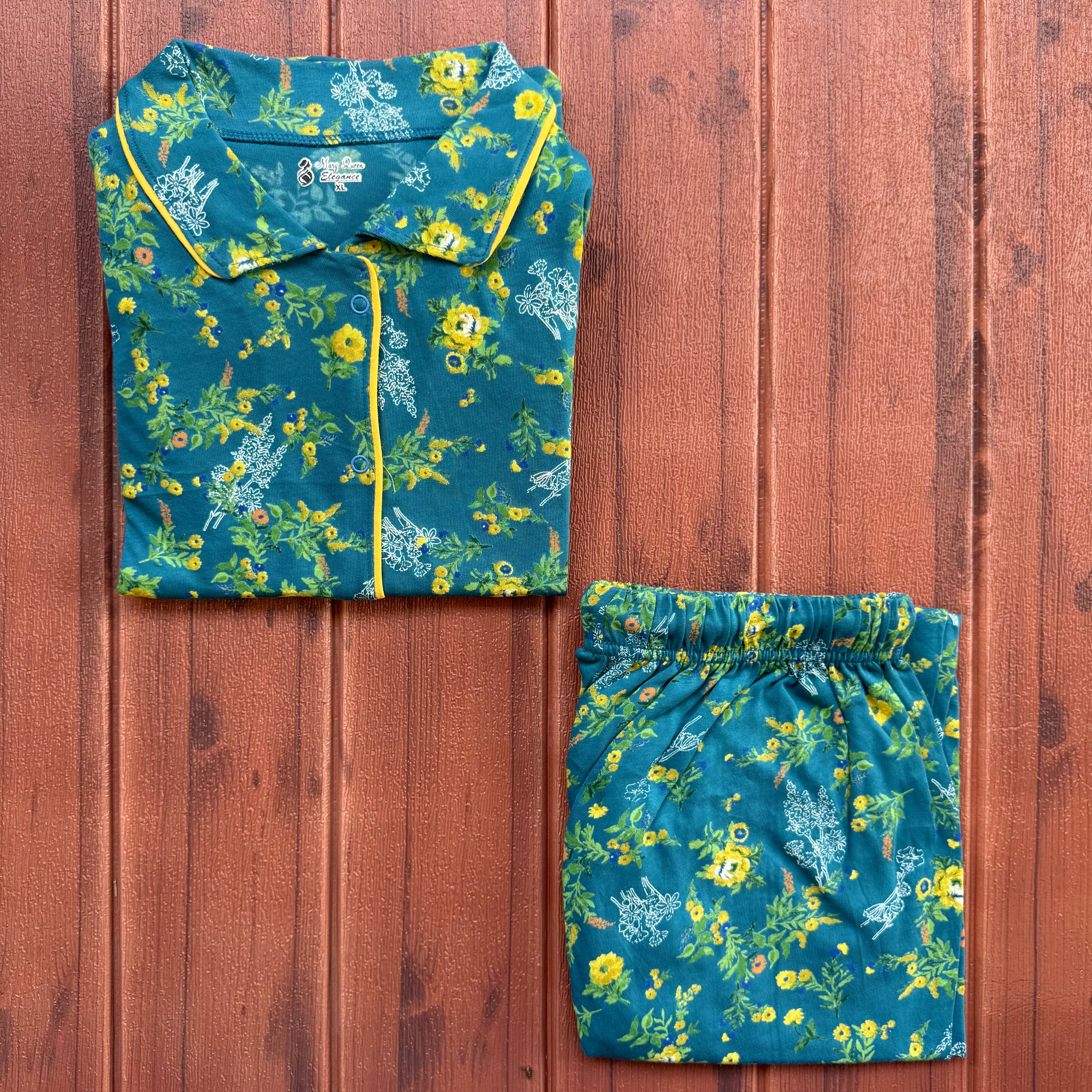 Teebuyclothing ELITE WOMENS SHIRT + PANT PYJAMA SET GREEN ROSE ELITE WOMENS SHIRT + PANT PYJAMA SET GREEN ROSE