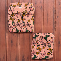 Teebuyclothing ELITE WOMENS SHIRT + PANT PYJAMA SET PEACH BUTTERFLY ELITE WOMENS SHIRT + PANT PYJAMA SET PEACH BUTTERFLY
