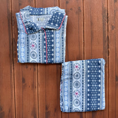 Teebuyclothing ELITE WOMENS SHIRT + PANT PYJAMA SET BLUE RANGOLI ELITE WOMENS SHIRT + PANT PYJAMA SET BLUE RANGOLI