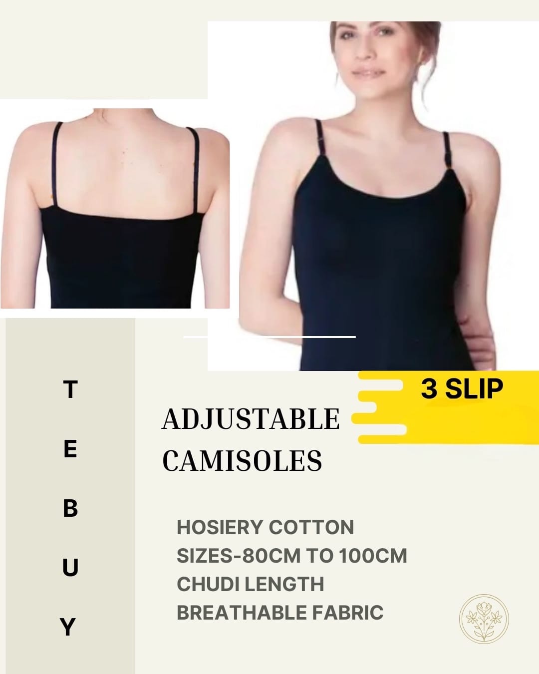 Teebuyclothing ADJUSTABLE SLIP/ CAMISOLES (PACK OF 3) (SHINE) ADJUSTABLE SLIP/ CAMISOLES (PACK OF 3) (SHINE)