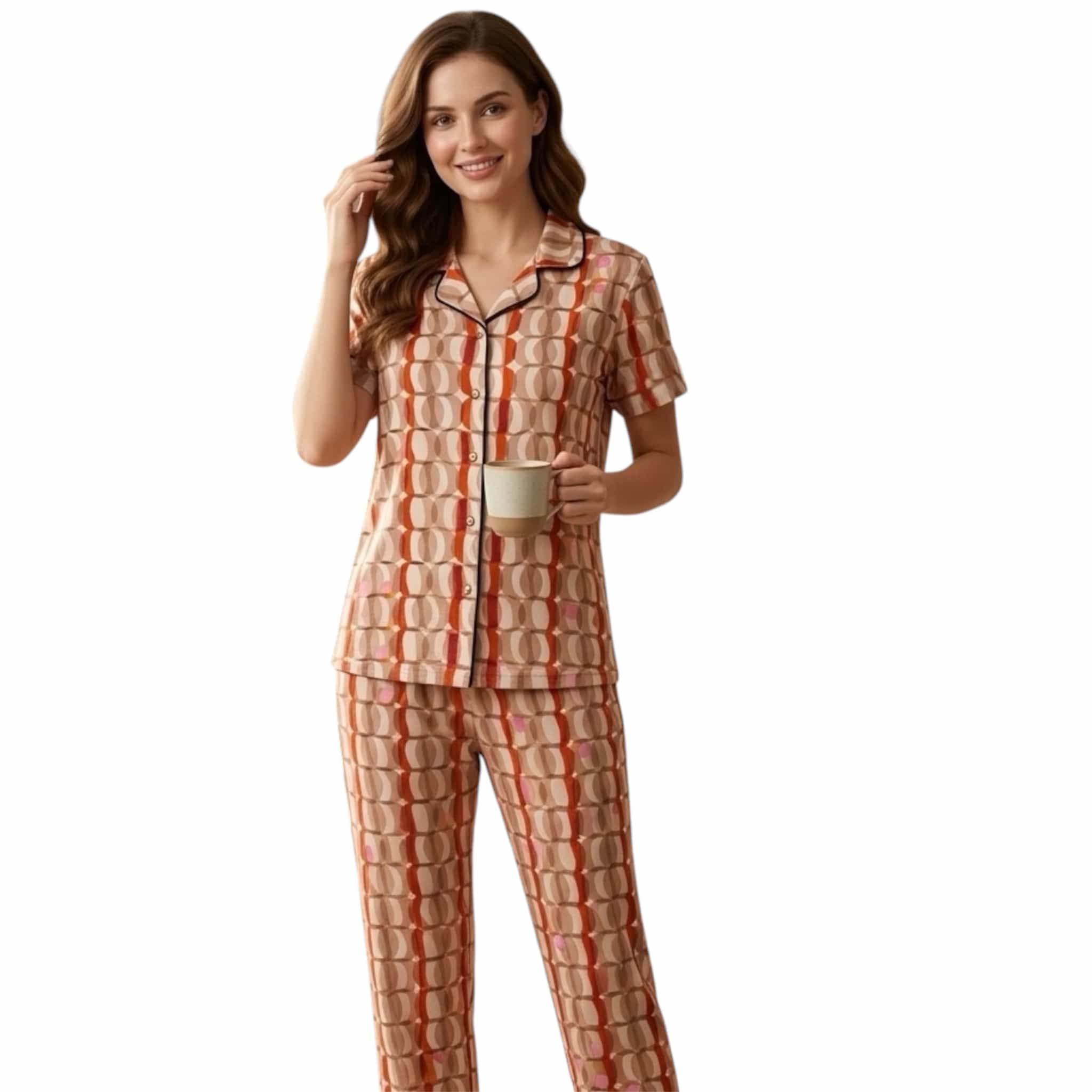 Teebuyclothing ELITE WOMENS SHIRT + PANT PYJAMA SET BEIGE CIRCLE ELITE WOMENS SHIRT + PANT PYJAMA SET BEIGE CIRCLE