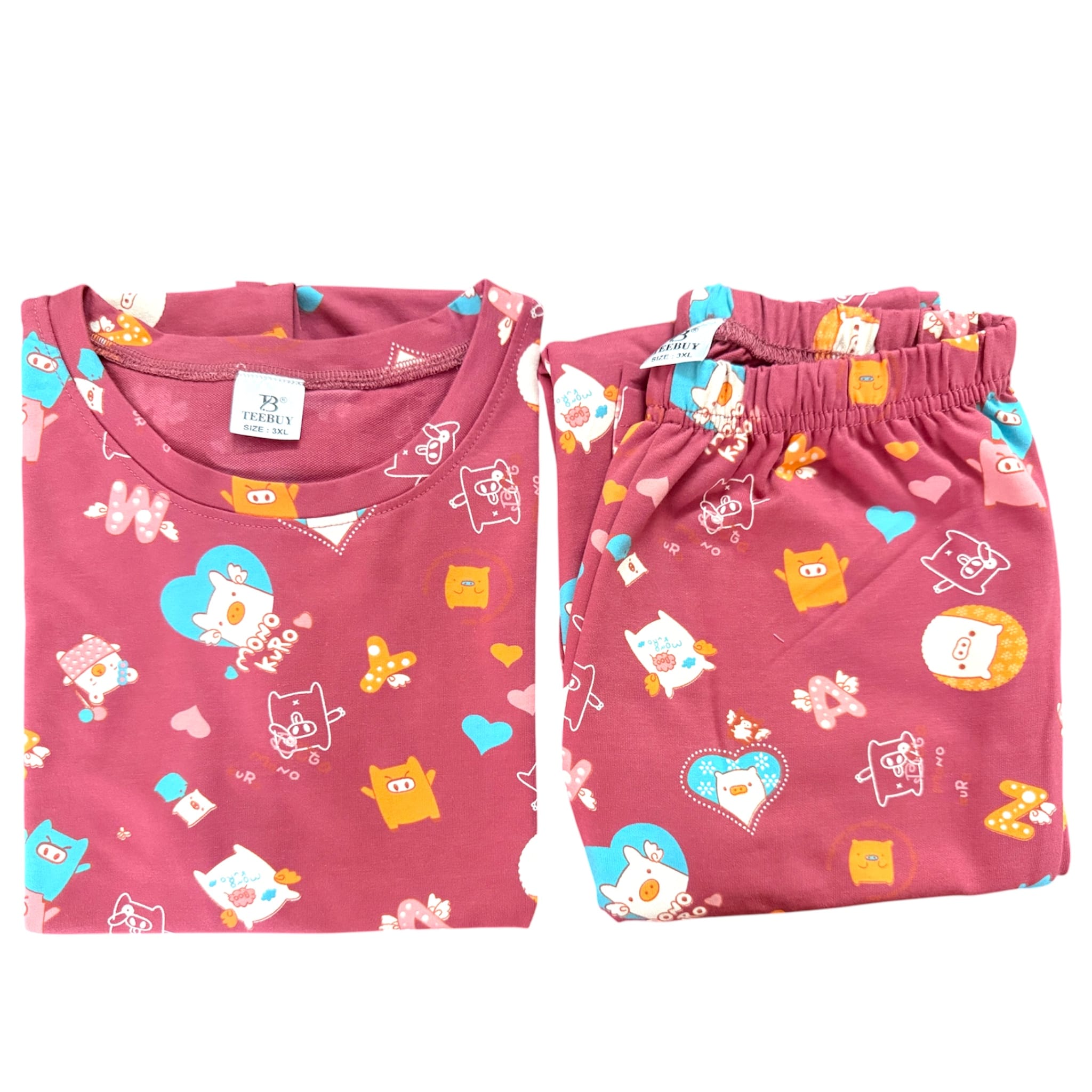Teebuyindia kids wear Elite Kids unisex TSHIRT+PANT SET MEROON PIGGY LOVE Elite Kids unisex TSHIRT+PANT SET MEROON PIGGY LOVE