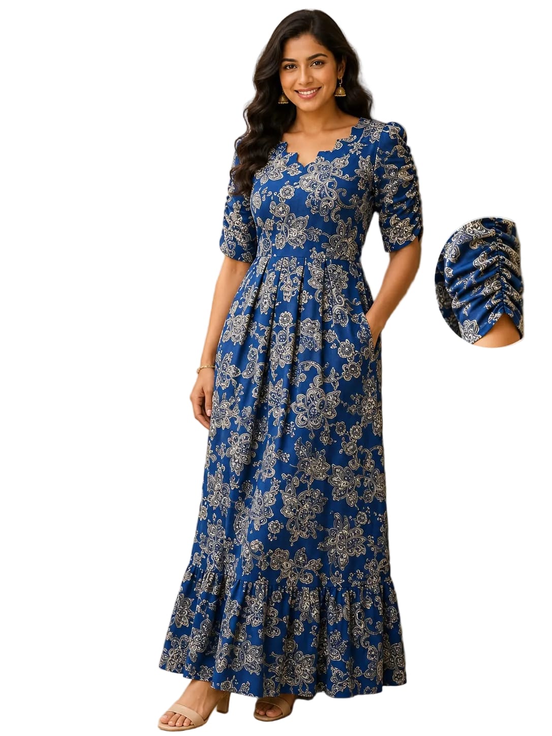 Teebuyclothing Teebuy Fancy Maxi Royal blue kalamkari Teebuy Fancy Maxi Royal blue kalamkari