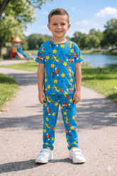 Teebuyindia kids wear FP-10 Elite Kids unisex TSHIRT+PANT BLUE MARIO FP-10 Elite Kids unisex TSHIRT+PANT BLUE MARIO