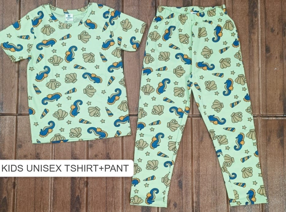 Teebuyindia Kids Unisex T-Shirt Pant Set SEA HORSE Kids Unisex T-Shirt Pant Set SEA HORSE