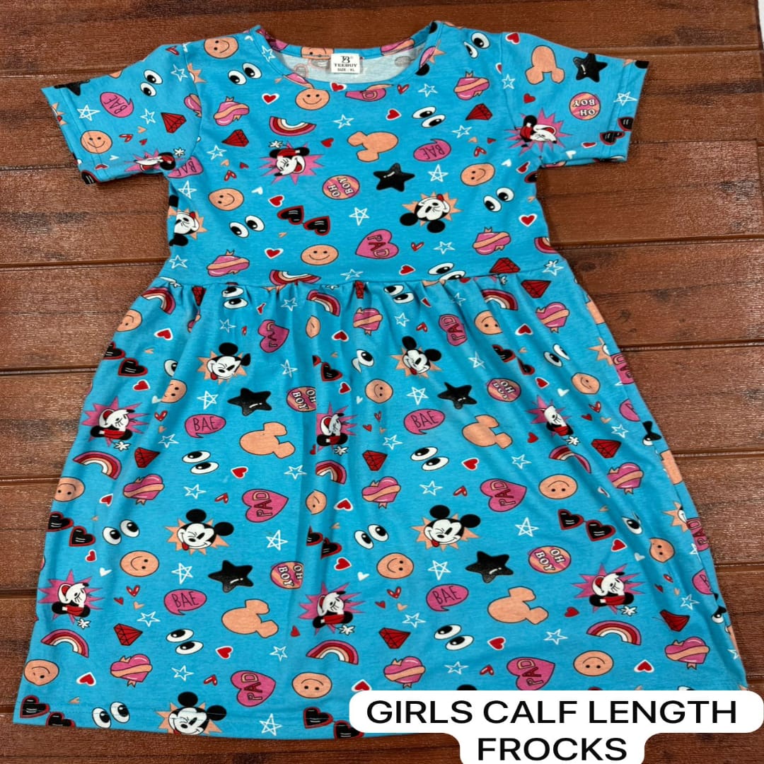Teebuyclothing kids wear Kids Calf Length Frock BLUE HEART Kids Calf Length Frock BLUE HEART