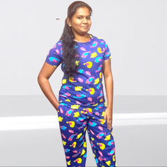 Teebuyclothing WOMENS PYAJAM SET WITH SIDE POCKET BLUE BIRD WOMENS PYAJAM SET WITH SIDE POCKET BLUE BIRD