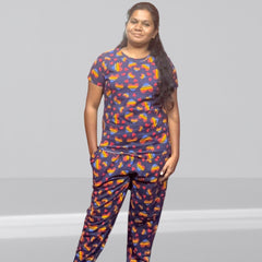 WOMENS PYAJAM SET WITH SIDE POCKET STRIPED HEART