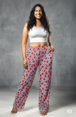 Teebuyclothing WOMENS PYJAMA PANT FREE SIZE RED WOMENS PYJAMA PANT FREE SIZE RED