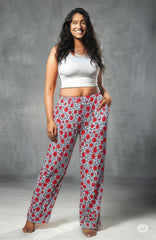 WOMENS PYJAMA PANT FREE SIZE RED