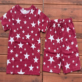 Kids Unisex Short Set MEROON STAR PRINT