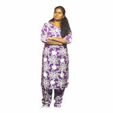 Teebuyclothing Purple Floral Rayon Kurti Set with Pocket Purple Floral Rayon Kurti Set with Pocket