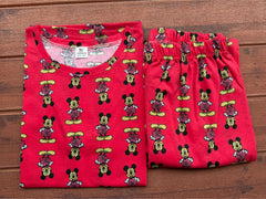 Teebuyclothing WOMENS PYAJAM SET WITH SIDE POCKET RED MICKEY WOMENS PYAJAM SET WITH SIDE POCKET RED MICKEY