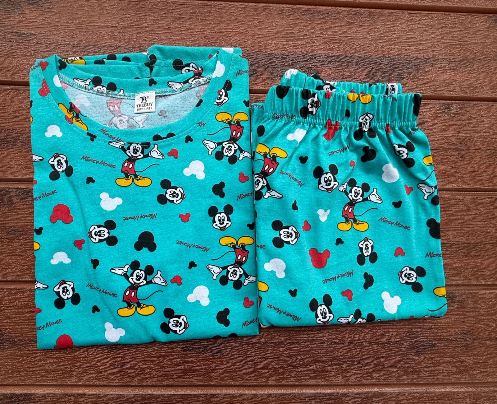 Teebuyclothing WOMENS PYAJAM SET WITH SIDE POCKET BLUE MICKEY WOMENS PYAJAM SET WITH SIDE POCKET BLUE MICKEY