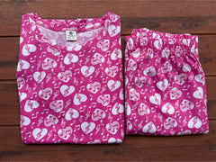 WOMENS PYAJAM SET WITH SIDE POCKET PINK