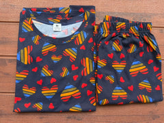 WOMENS PYAJAM SET WITH SIDE POCKET STRIPED HEART