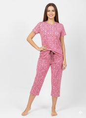 ELITE WOMENS 3/4TH PYJAMA SET PINK FLORAL