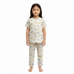 Teebuyindia kids wear Elite Kids unisex TSHIRT+PANT BEIGE DINO STRIPES Elite Kids unisex TSHIRT+PANT BEIGE DINO STRIPES