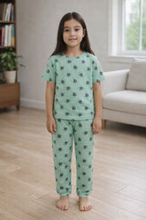 FP-7 Elite Kids unisex TSHIRT+PANT Mint Elephant Cozy Set