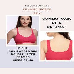 Teebuyclothing B-16-SEAMED SPORTS BRA ( PACK OF 6) B-16-SEAMED SPORTS BRA ( PACK OF 6)