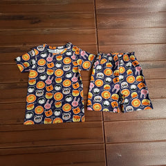 Kids Unisex Short Set Blue Fox Print