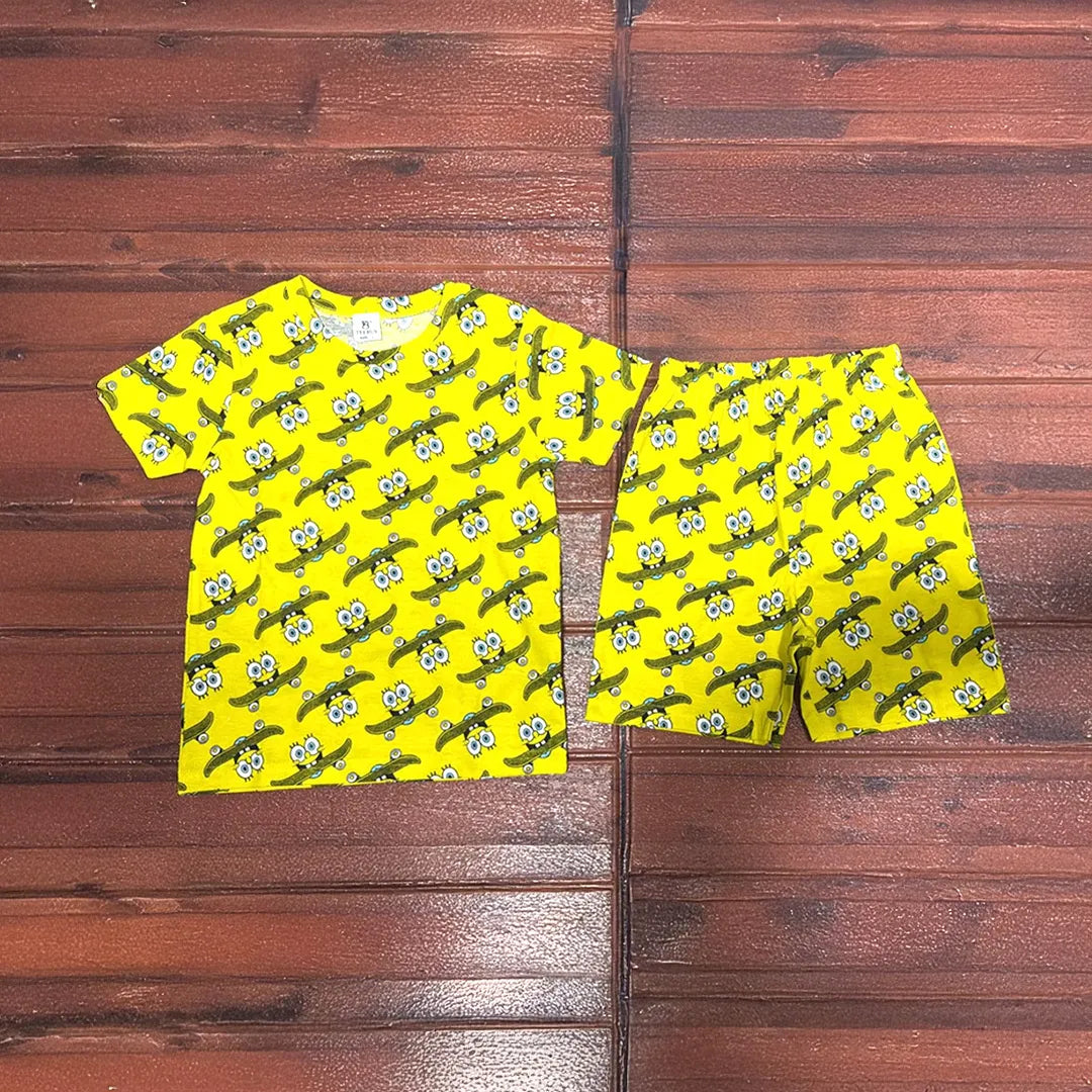 Kids Unisex Short Set Yellow Minion Print