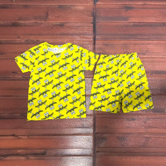 Kids Unisex Short Set Yellow Minion Print