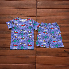Kids Unisex Short Set Lavender Zet Print