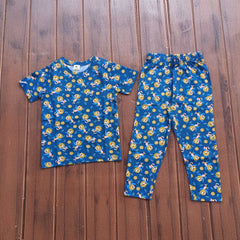 Kids Unisex T-Shirt Pant Set Blue Lemon Print