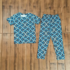 Kids Unisex T-Shirt Pant Set Blue PIPELINE  Print