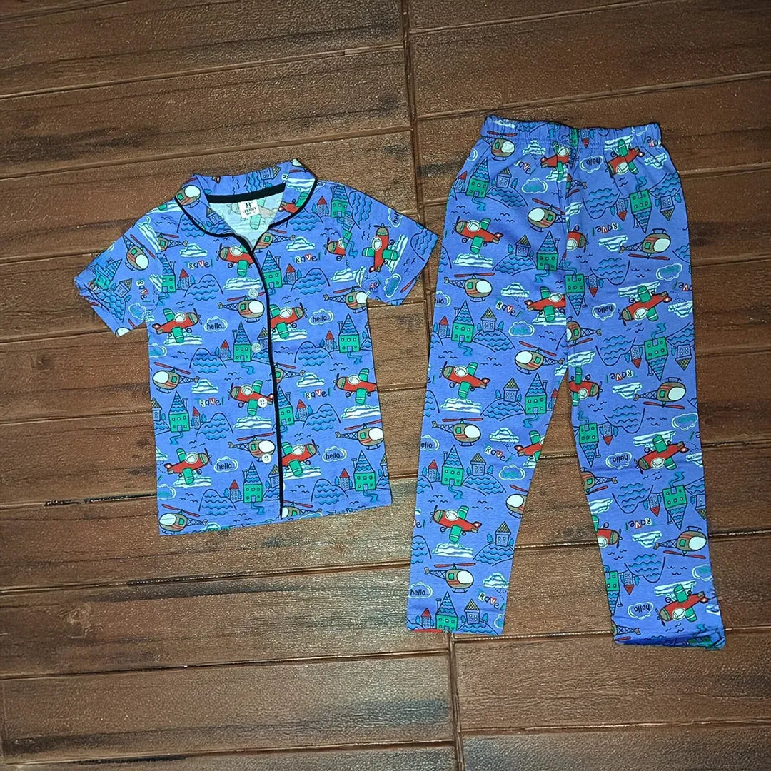 Kids Unisex Shirt Pant Set Lavender Zet Print