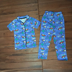 Kids Unisex Shirt Pant Set Lavender Zet Print