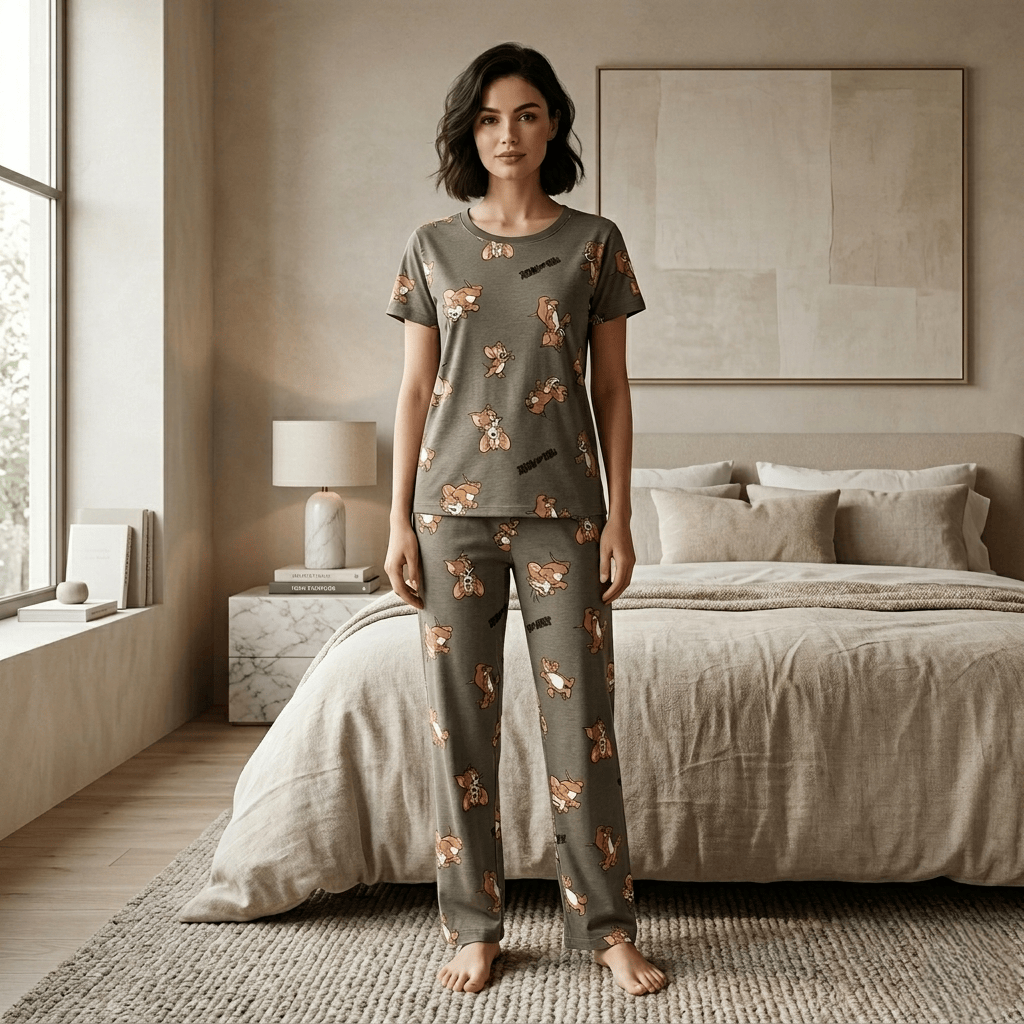 Teebuyclothing ELITE WOMENS TSHIRT + PANT PYJAMA SET ELITE WOMENS TSHIRT + PANT PYJAMA SET
