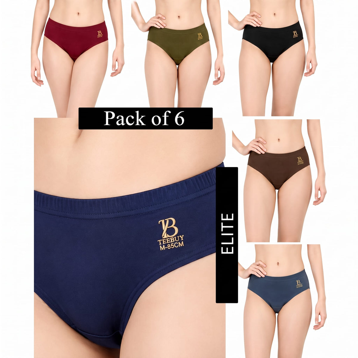 Teebuyindia Elite Womens Panties (Pack of 6) Elite Womens Panties (Pack of 6)