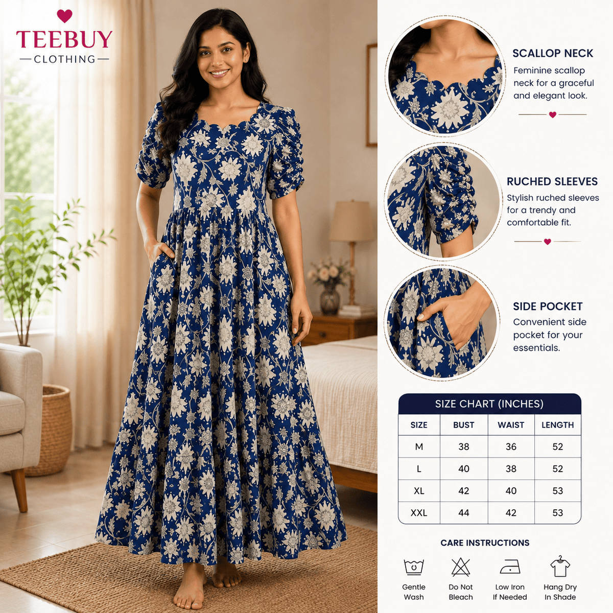 Teebuyclothing Teebuy Fancy Maxi Blue Floral Teebuy Fancy Maxi Blue Floral