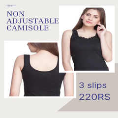 (PACK OF 3) Non Adjustable Regular Camisoles/Slips (ALICE)