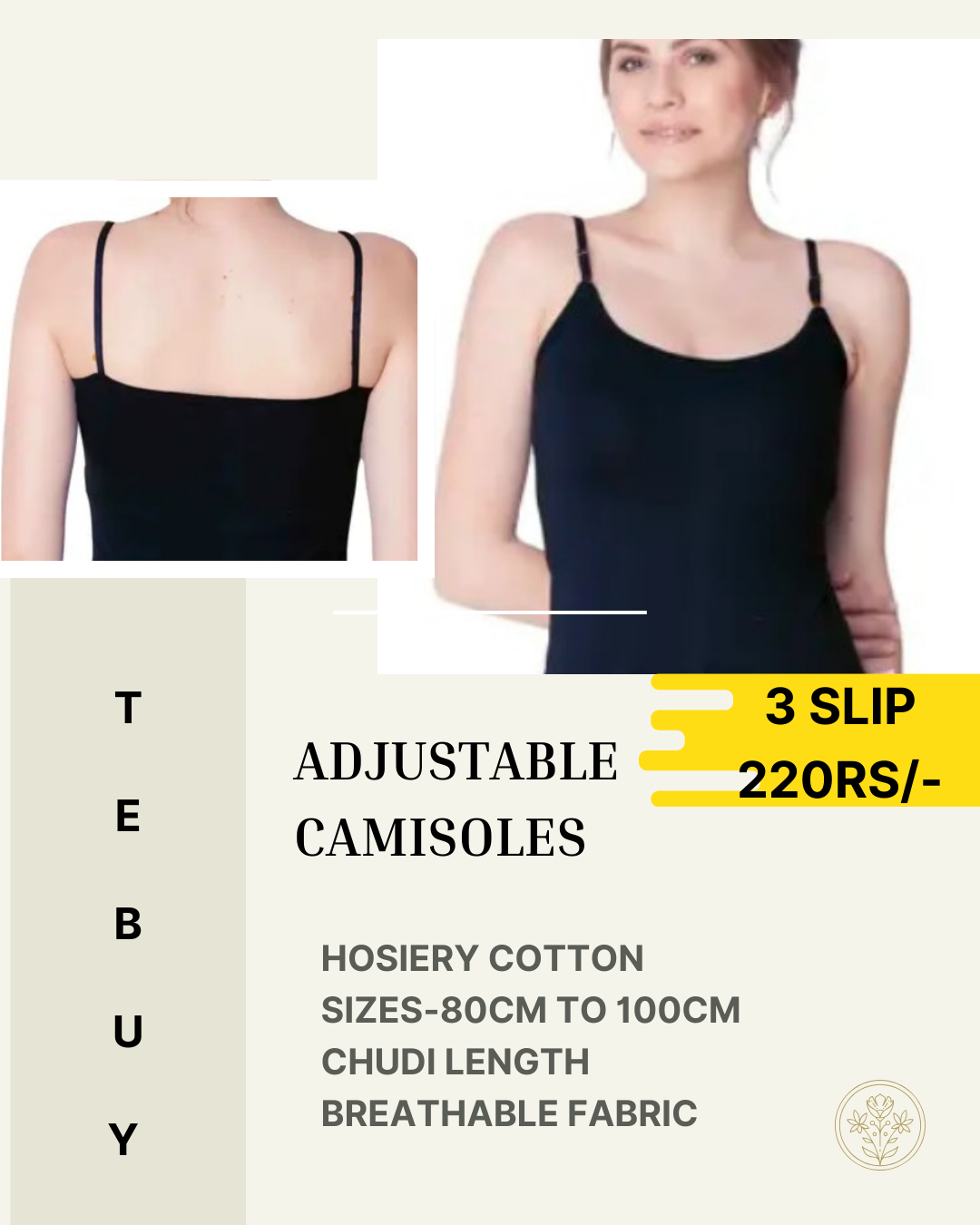 ADJUSTABLE SLIP/ CAMISOLES (PACK OF 3) (SHINE)