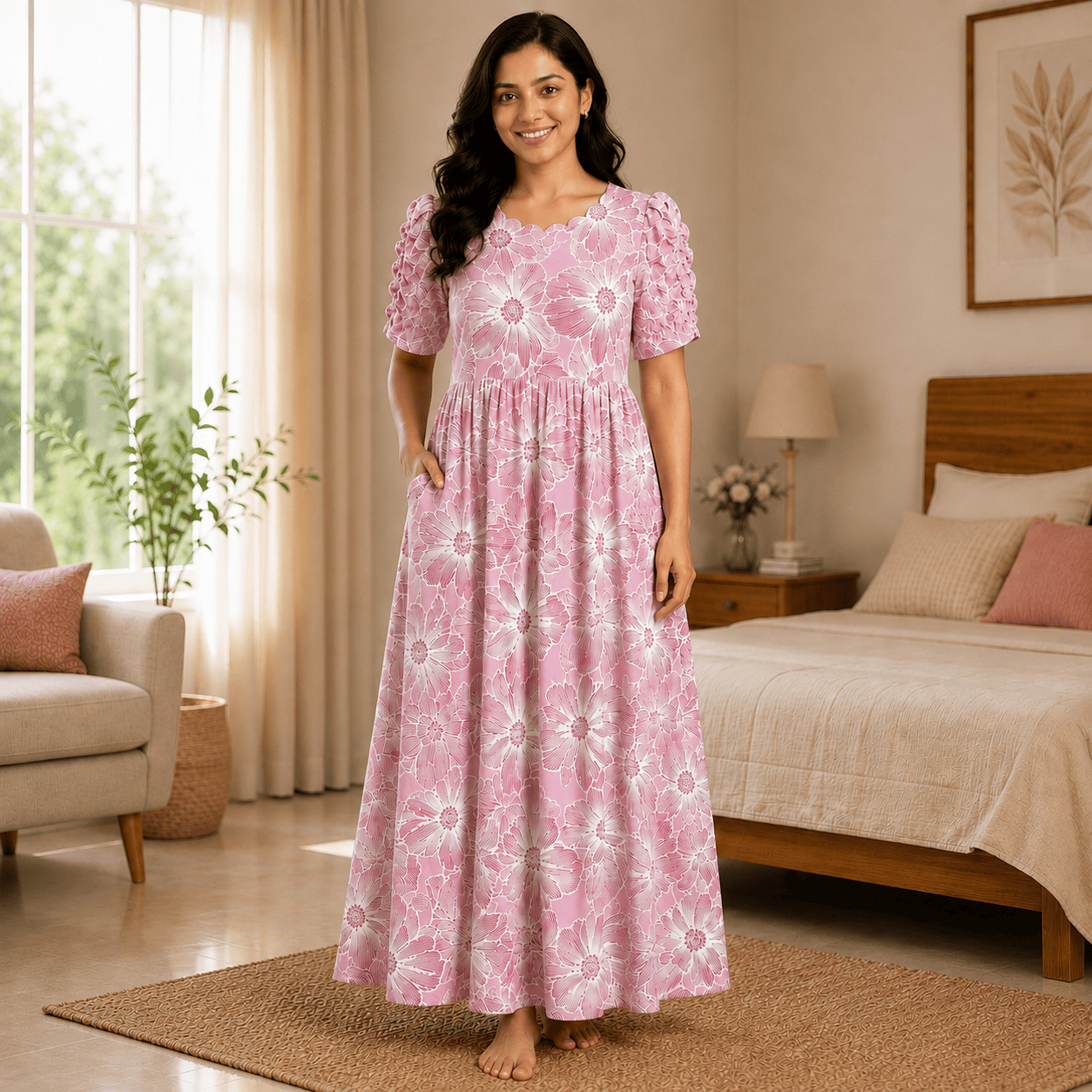 Teebuy Fancy Maxi Baby Pink Floral - TeebuyclothingTeebuy Fancy Maxi Baby Pink Floral for women & kids - Teebuyclothing