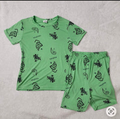 Teebuyindia kids wear ELITE KIDS UNISEX  SHORTSET-Green Basket Ball ELITE KIDS UNISEX  SHORTSET-Green Basket Ball