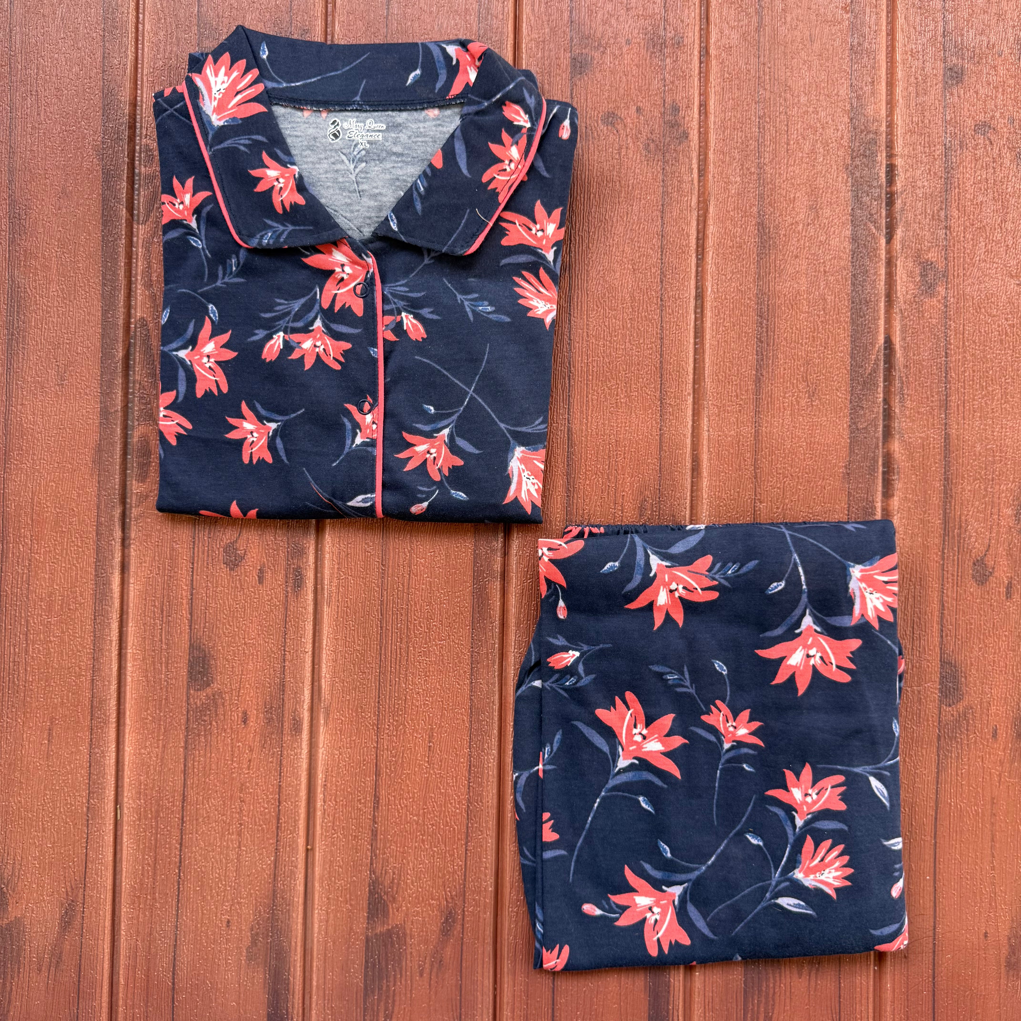 Teebuyclothing ELITE WOMENS SHIRT + PANT PYJAMA SET BLUE FIRE FLOWER ELITE WOMENS SHIRT + PANT PYJAMA SET BLUE FIRE FLOWER