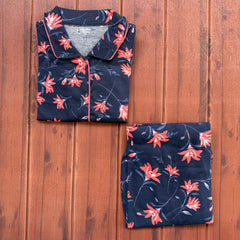 Teebuyclothing ELITE WOMENS SHIRT + PANT PYJAMA SET BLUE FIRE FLOWER ELITE WOMENS SHIRT + PANT PYJAMA SET BLUE FIRE FLOWER