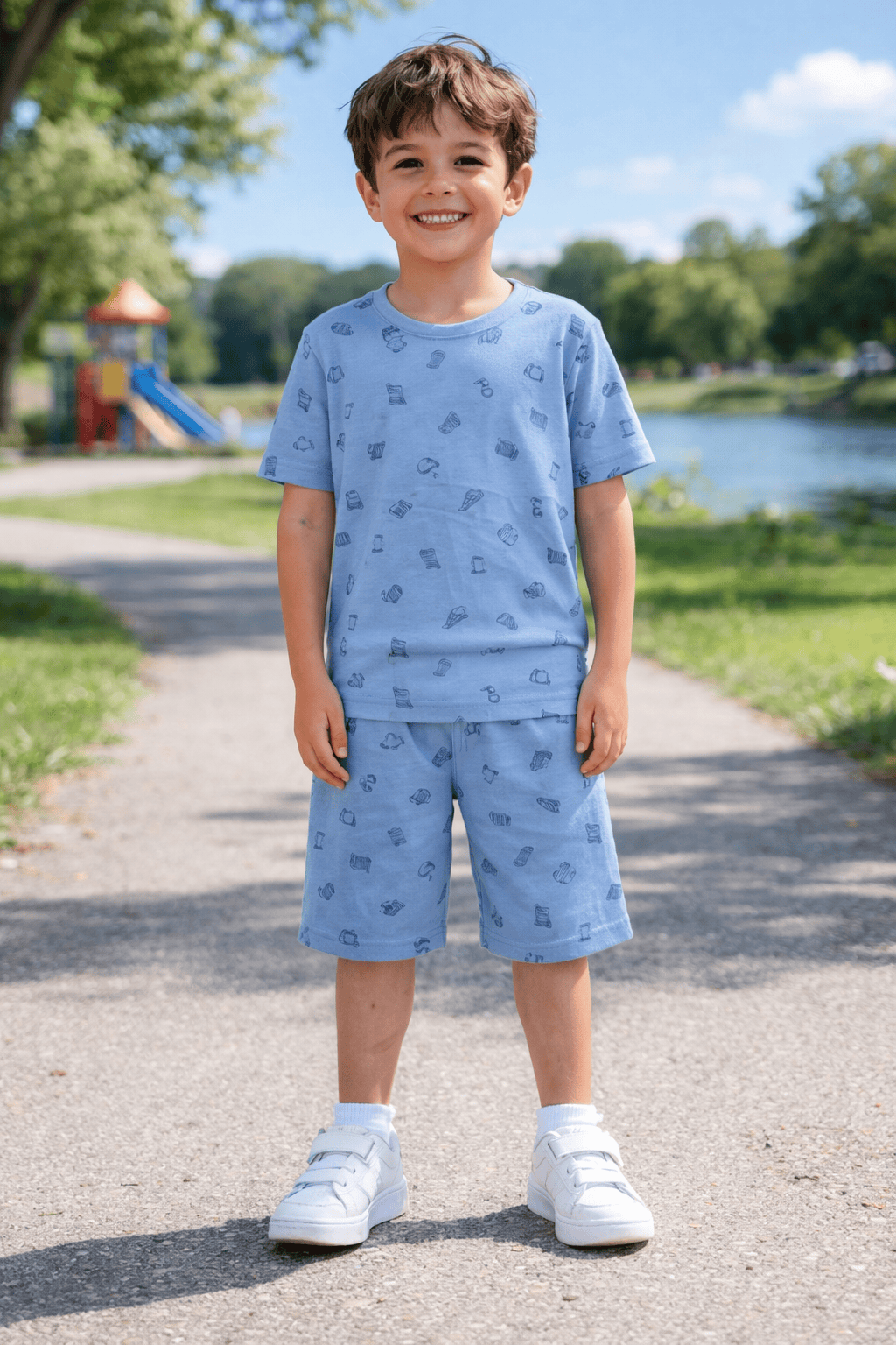 Teebuyindia SS-5 ELITE KIDS UNISEX SHORT SET URBAN BLUE SS-5 ELITE KIDS UNISEX SHORT SET URBAN BLUE