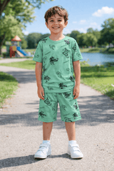 Teebuyindia SS-3 ELITE KIDS UNISEX SHORT SET GREEN BASKET BALL SS-3 ELITE KIDS UNISEX SHORT SET GREEN BASKET BALL
