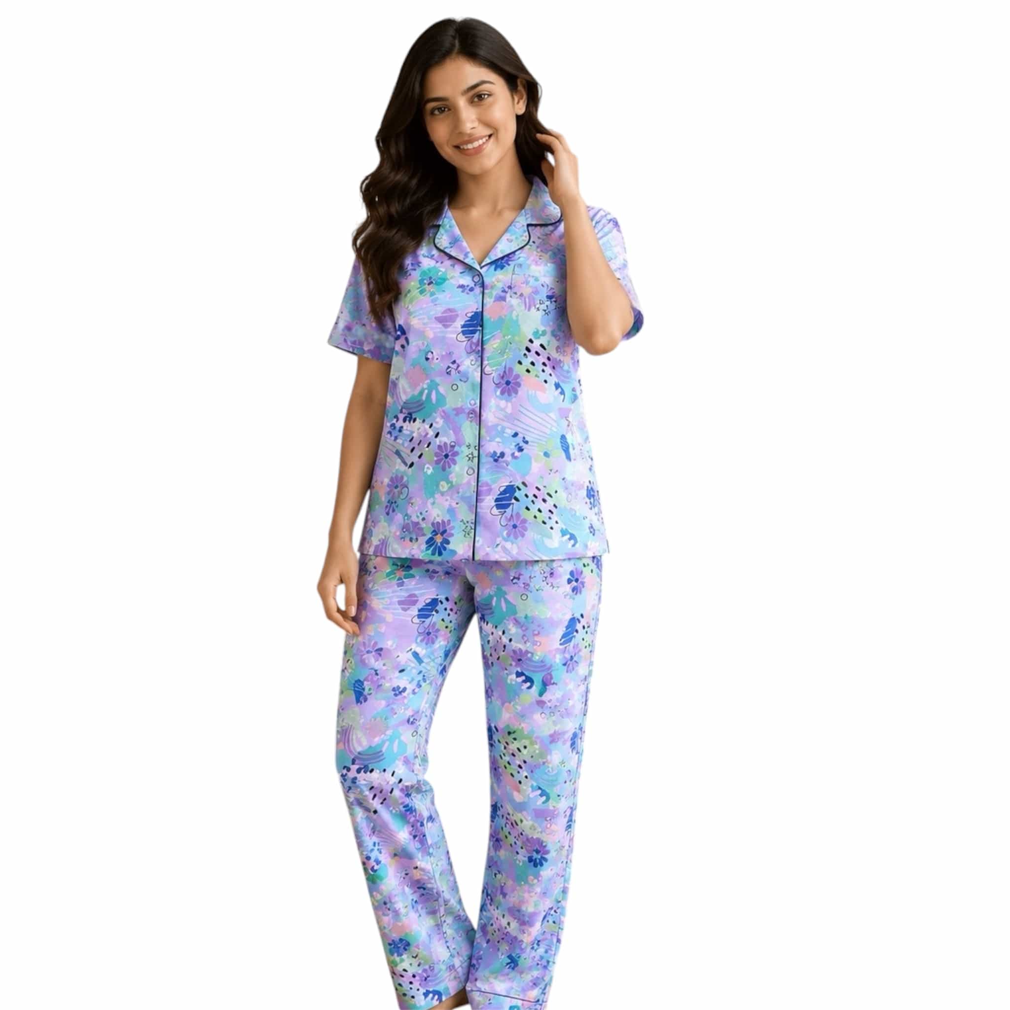 Teebuyclothing ELITE WOMENS SHIRT + PANT PYJAMA SET BLUE RAINBOW ELITE WOMENS SHIRT + PANT PYJAMA SET BLUE RAINBOW